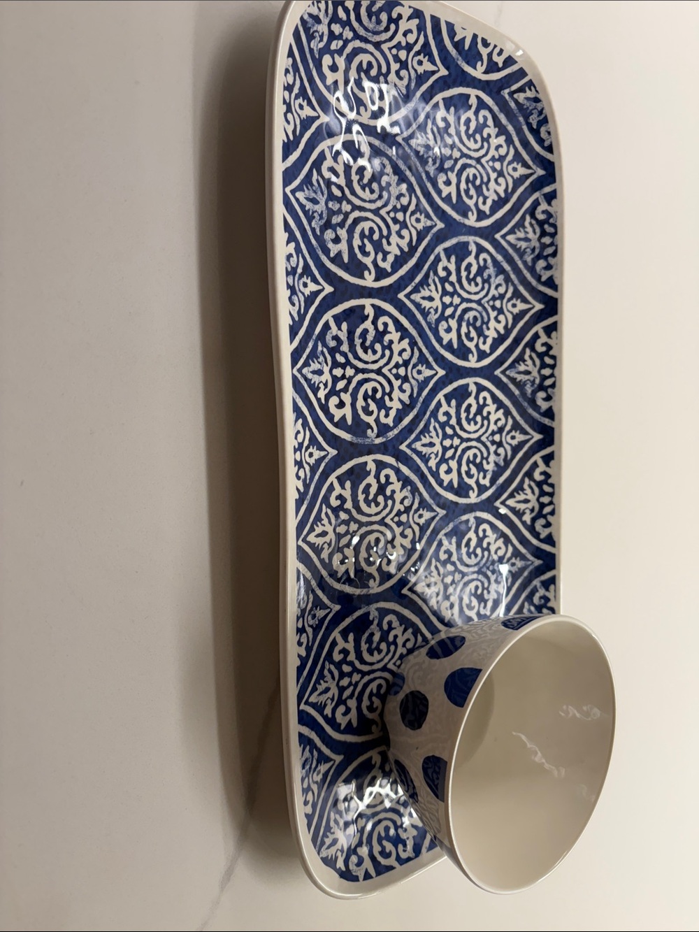 Threshold Blue and White Ceramic Tray with Matching Bowl